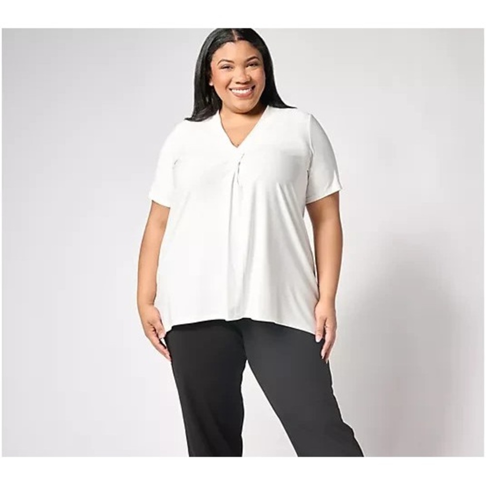 Dennis Basso Italia Knit Tunic with Elbow Sleeves Off-White, Large
